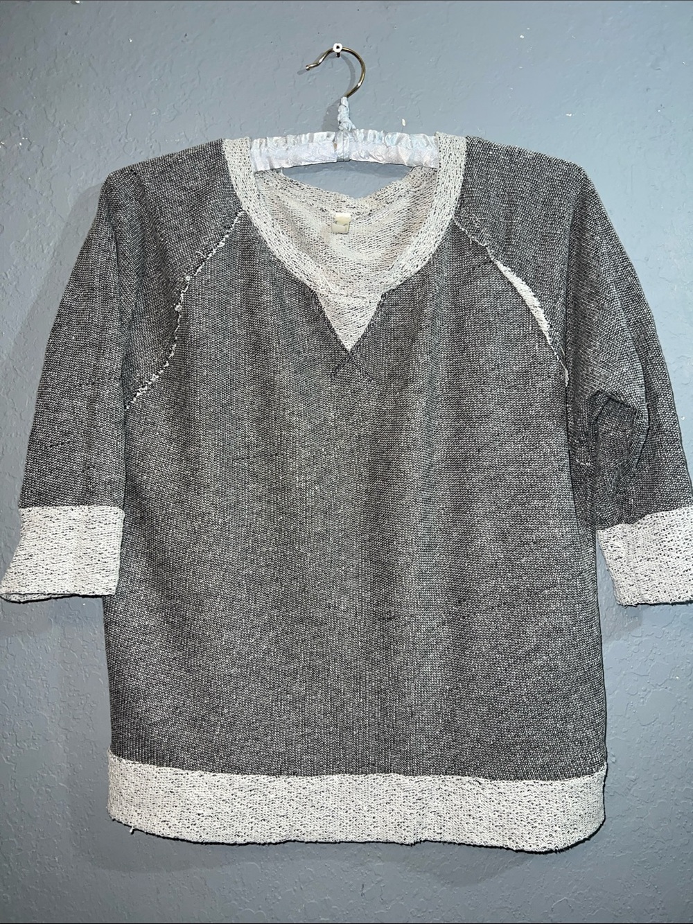 Ginger G Gray and Cream Scoop-Neck Pullover